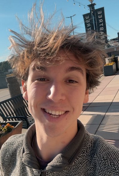 Indio smiling, on his own